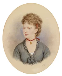 Bildnis einer jungen Frau mit rotem Halsband und Medaillon